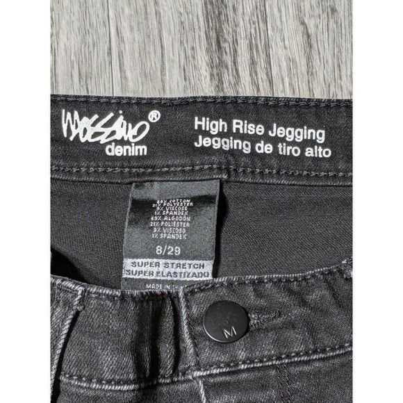 Mossimo Denim Women Size 8 / 29 High Rise Stretch Beaded Black Denim Jeggings - Picture 3 of 9